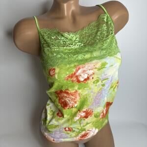 VTG Clef de Sol Womens Floral Lace Cami Medium Coquette Cottage Garden Fairy NWT